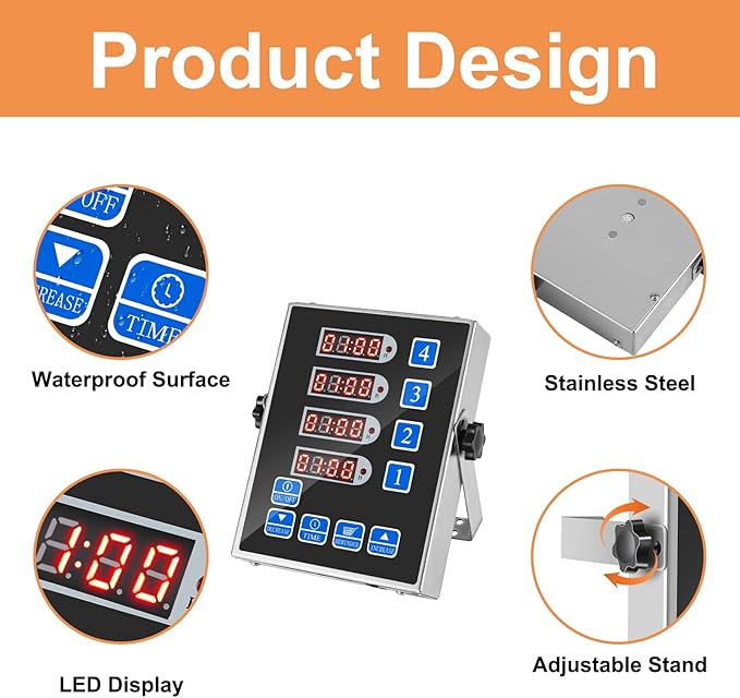 Precision Kitchen Timers for Cooking – 4 Channel Commercial Kitchen Timer - Image 4