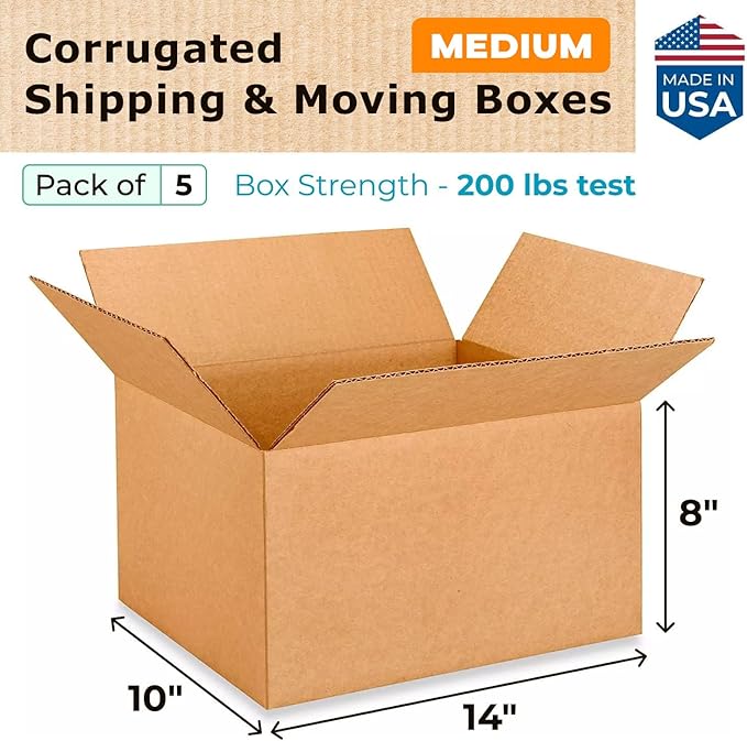 Medium Moving & Shipping Boxes 14 x 10 x 8 inches - Image 2
