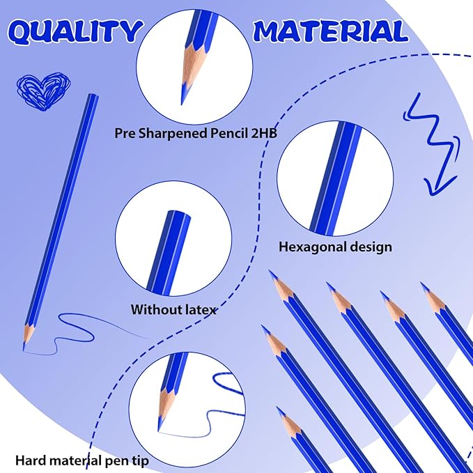 sqzrmdcg 36 PCS Blue Colored Pencils, Pre-sharpened Professional Wooden Art - Image 3