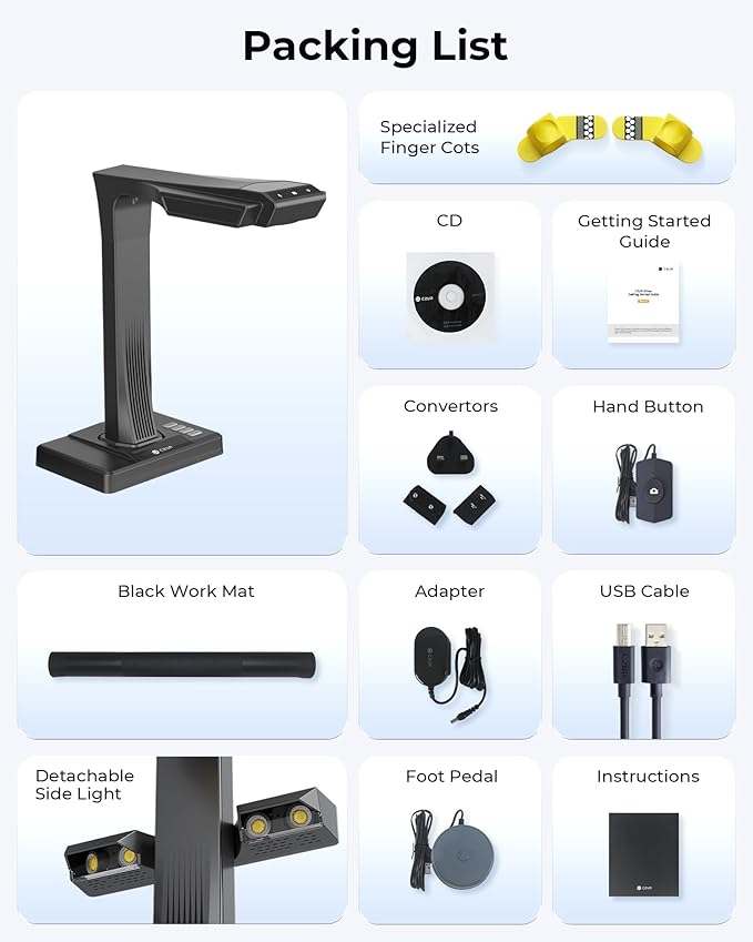 CZUR ET MAX Professional Book Scanner, 38MP Document Camera, Laser Curve-Flatten - Image 8