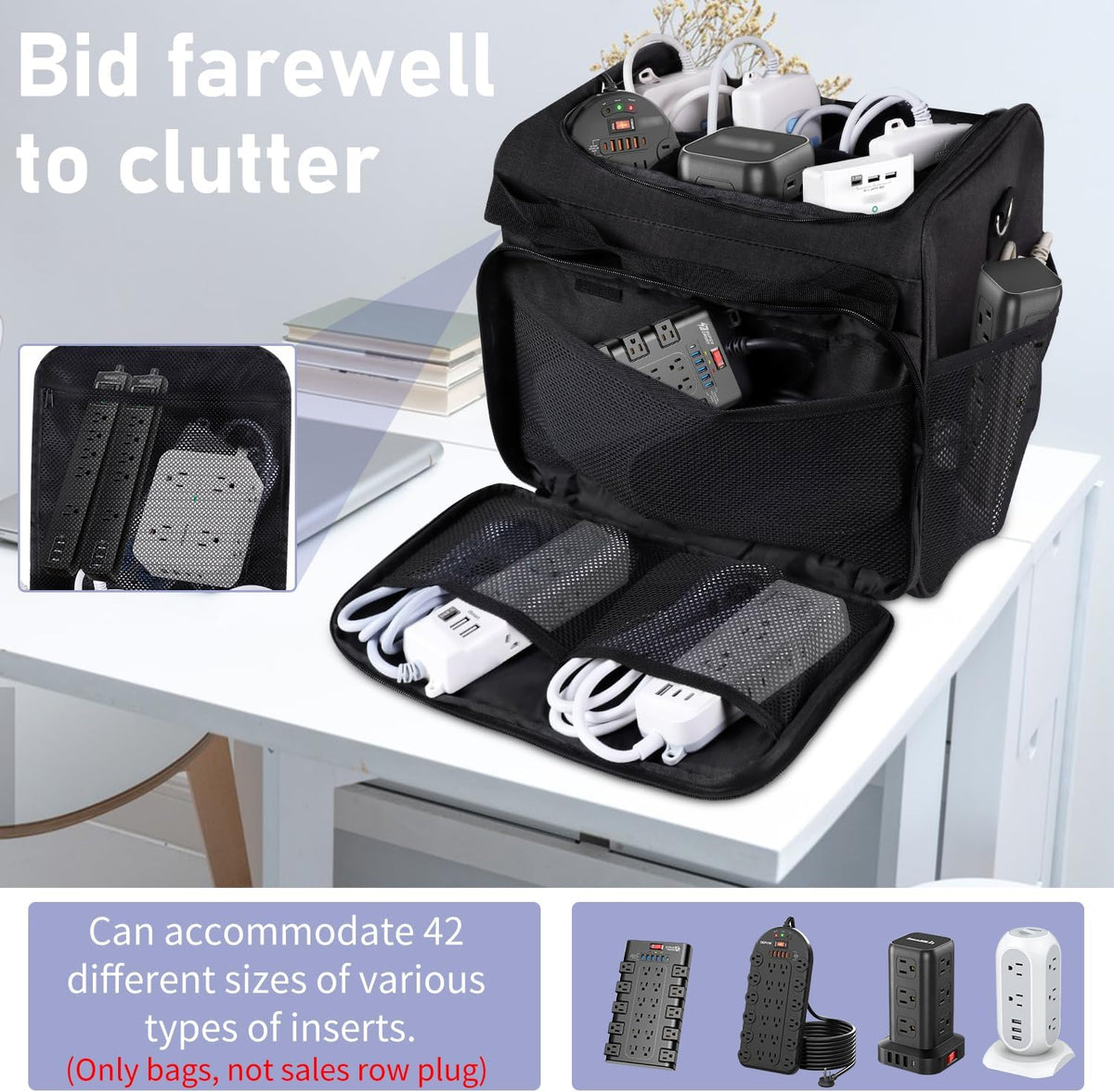 Cable Organizer Bag,Cable Management Box Cord Organizer Case