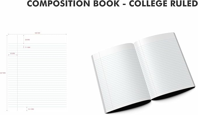 EcoNama Composition Notebooks Pack of 48 College Ruled 200 Pages 9.75"x7.5" - Image 2