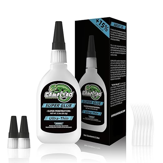 Ultra-Thin Super Glue Liquid Kit 2.3 oz, Fast Drying Clear Superglue by CAMALEAO