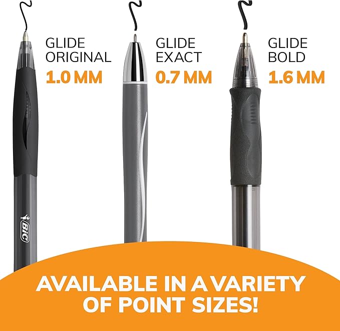 BIC Glide Bold Black Ballpoint Pens, Bold Point, 12-Count Pack, Retractable - Image 10