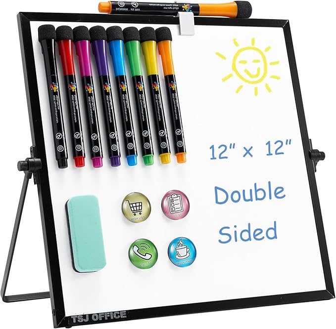 Small Magnetic Dry Erase Whiteboard – Mini Desktop Portable Easel Dry Erase by TSJOFFICE