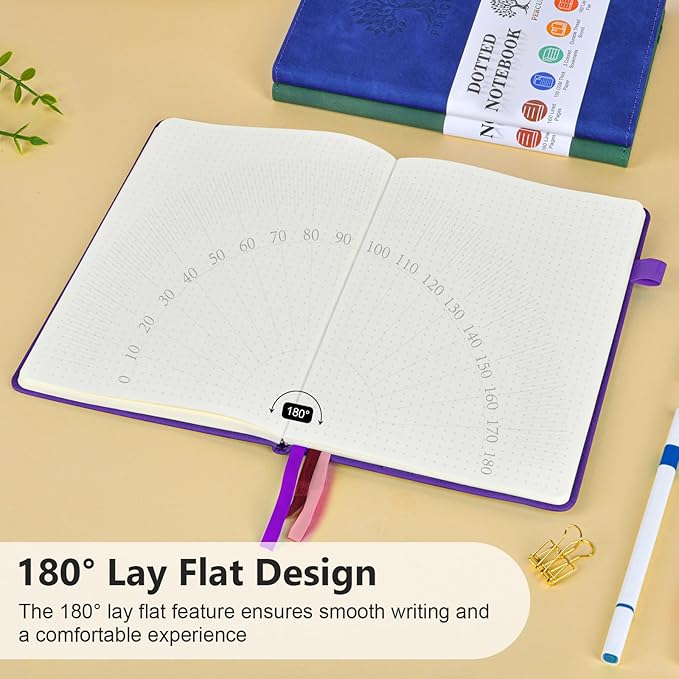 PERCUN Dotted Journal Notebook for Men & Women, 160 Pages Dot Grid notebook for - Image 5