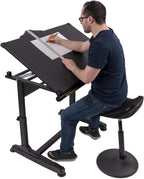 Stand Up Desk Store Adjustable Height and Angle Drafting Table Drawing Desk with Large Surface (Black Frame/Black Top, 40" W X 26" D)