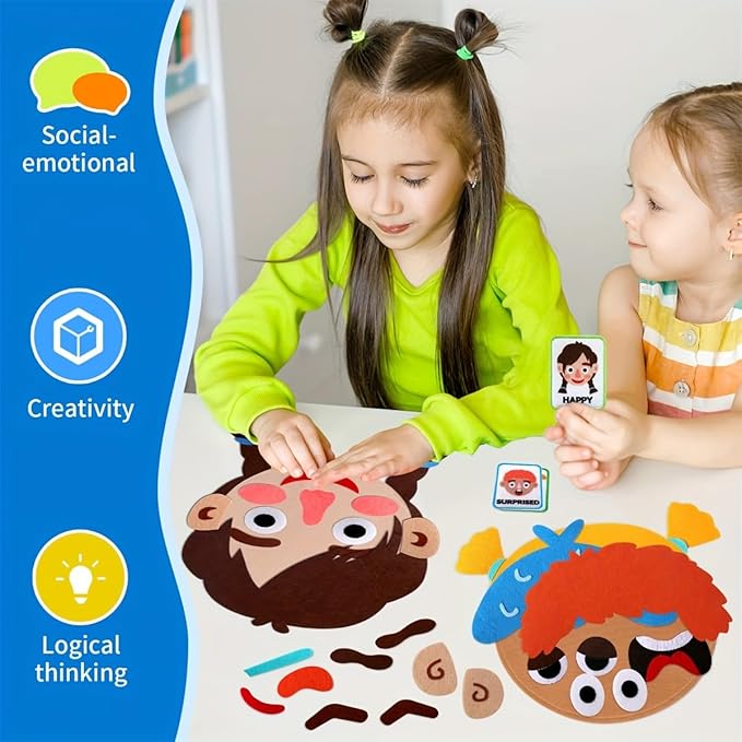 Children's Felt Expression Face DIY Activity Toy, Children's Social Emotional - Image 6