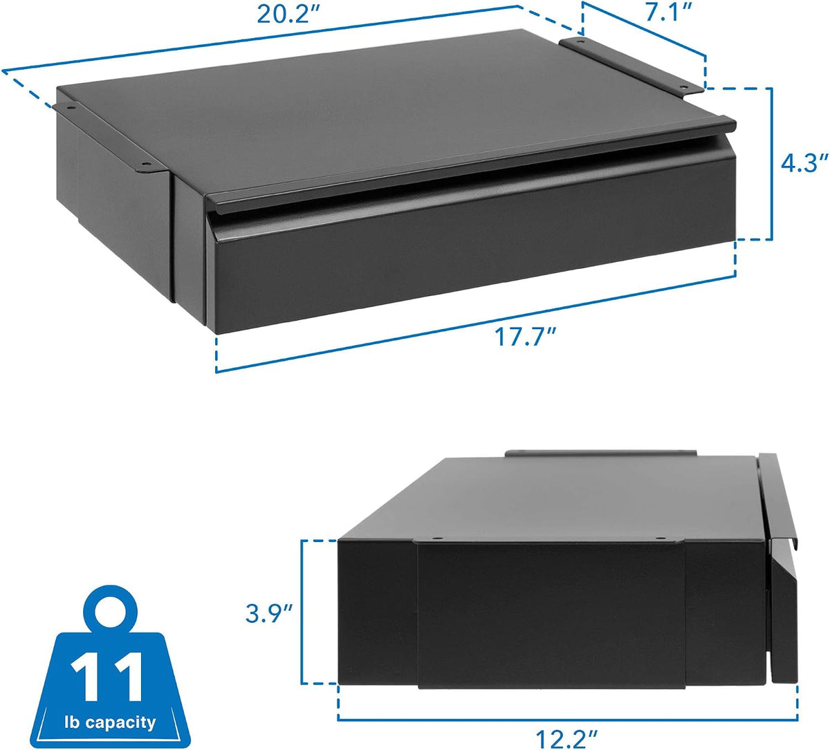 Mount-It! Under Desk Pull-Out Drawer, Steel, 20.2 x 12.2 in, 11 lb Capacity