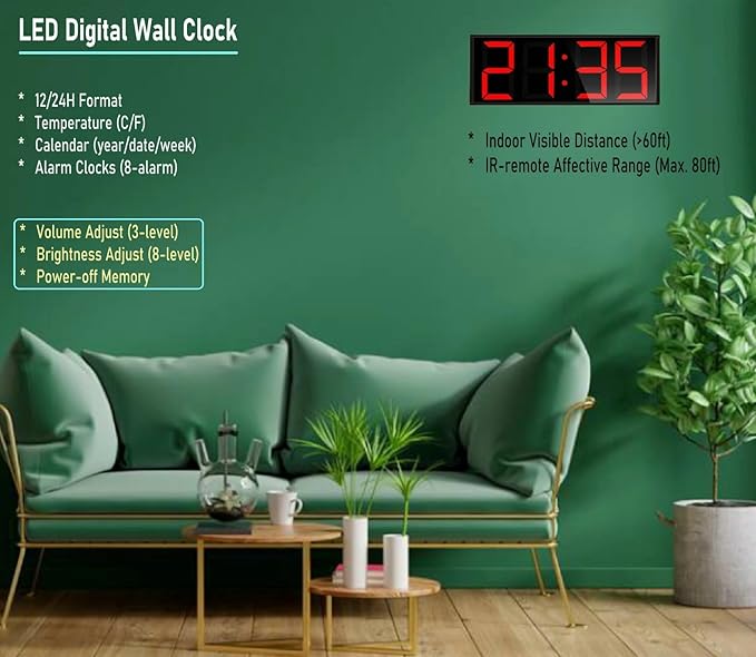 ETEBRG 17.3'' Huge Digital Wall Clock, Home Gym Interval Workout Timers - Image 4