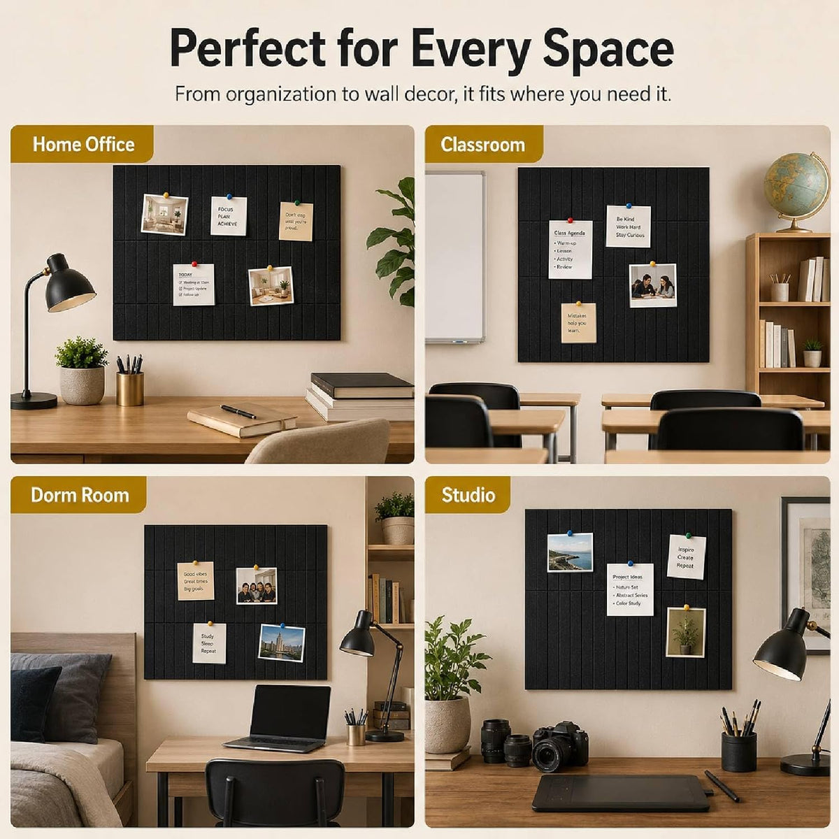 16 Pack Large Felt Bulletin Board & Cork Boards Alternative, 48"x48&...
