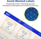 Avery® Durable Waterproof Square Labels, Sure Feed® Technology, 2" x 2", White, Laser & Pigment-Inkjet Compatible, 96 Blank Labels Total, Great for Branding, Packaging, and More (64510)