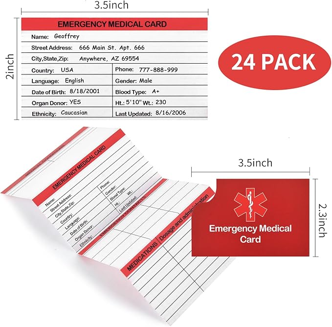 24 Pack Red Emergency Medical ID Wallet - Image 2