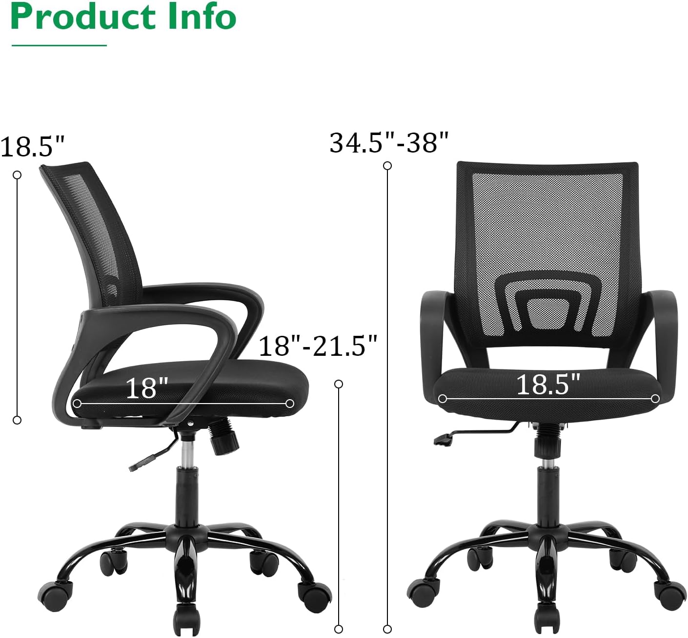 PayLessHere | 32" Office Desk with Ergonomic Office Chair | Black & Black | with Height Adjustable and Reclining Chair | Sturdy Computer Desk with Thick Desktop and Adjustable Legs | For Home, Office