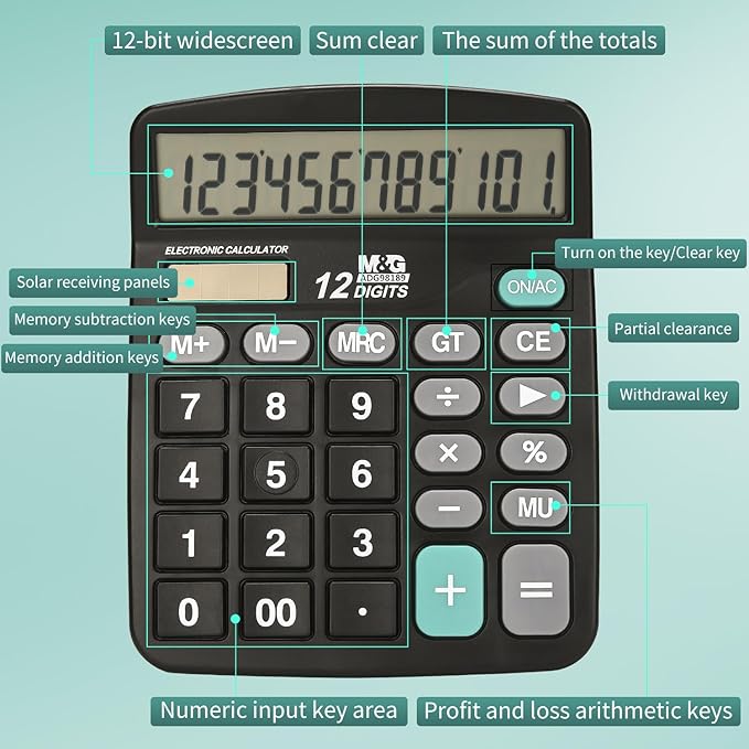 M&G Desk Calculator 12 Digit Office Calculators - Image 3