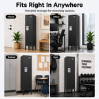 BUTISOW Lockable Metal Storage Locker with Card Slot (15" W x 15" D) Durable Storage Cabinet, Lockers for Employees & Kids, Fits Bedroom Gym School & Office (Black, 54" - 1 Door)