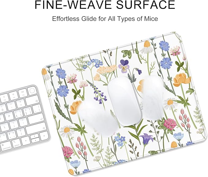 Auhoahsil Mouse Pad, 12 x 10 in Simple Flower Theme Computer Mouse Pad - Image 4
