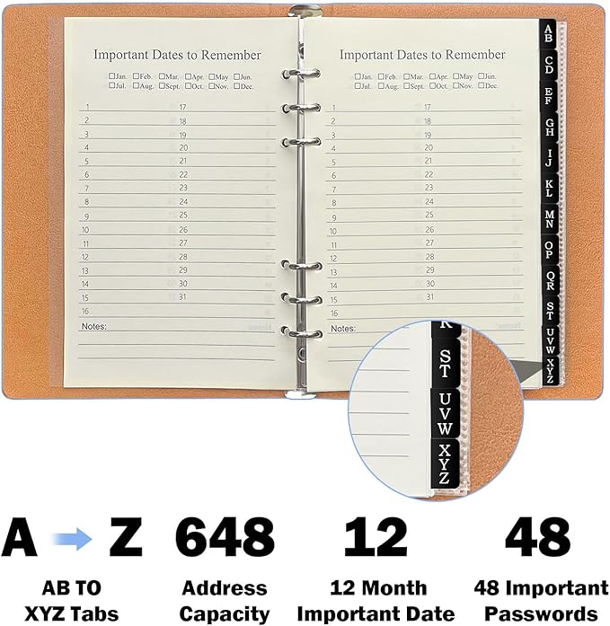 Reﬁllable Address Book with Alphabetical Tabs, Large Prints, Easy - Image 2