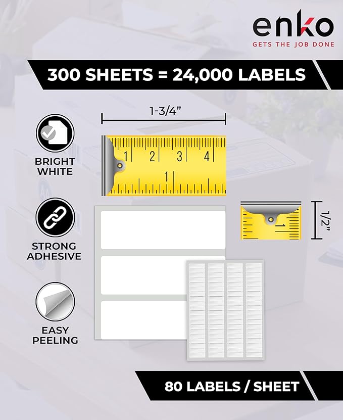 enKo 24000 Labels, 1/2 x 1-3/4 inches - Image 2