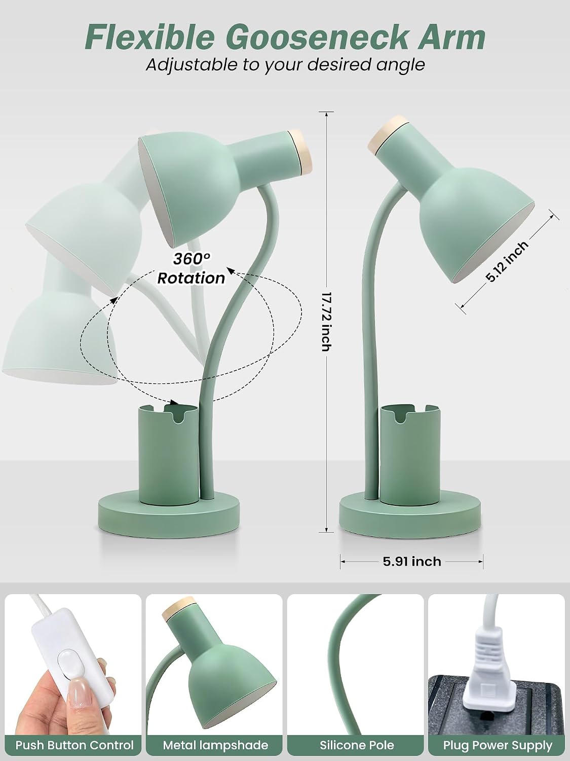 LED Desk Lamp for Home Office, Table Lamp with Pen Holder, 3 Color Modes Read...