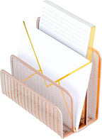 BLU MONACO Rose Gold Metal Mesh Letter Sorter | 3-Slot Vertical Mail Organizer by Blu_Monaco