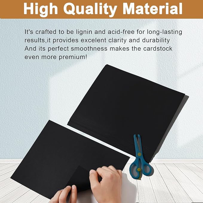 Silunkia 100 Sheets Black Cardstock 8.5 x 11 Printer Paper, 75lb Heavyweight - Image 4