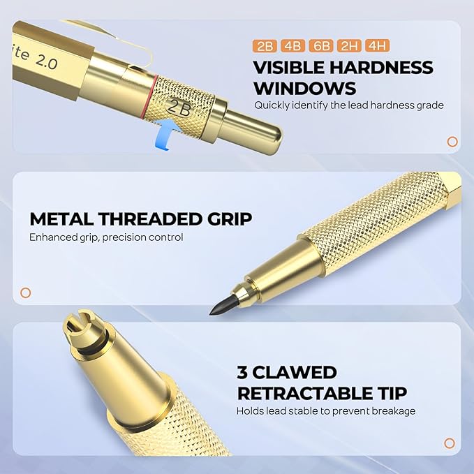 Nicpro 37PCS Gold Art Mechanical Pencil Set - Image 3