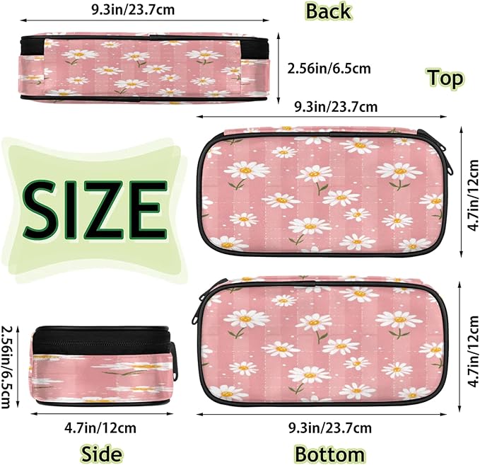 Pardick Flower Daisy Pencil Case，Big Capacity Pencil Pouch Coin Pouch - Image 4