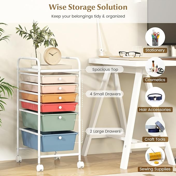 RELAX4LIFE 6-Drawer Rolling Storage Cart - Image 4