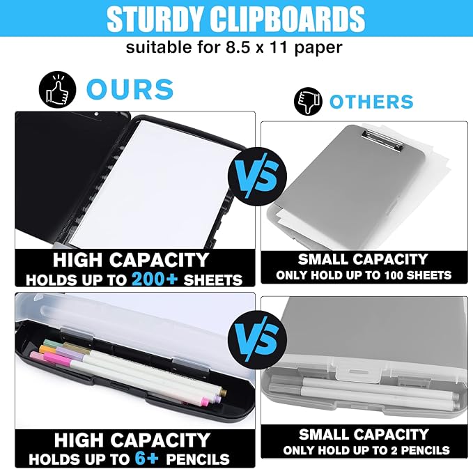 Black Clipboard with Storage Heavy Duty, TFDLCG zm Clip Boards 8.5x11 with Pen - Image 4
