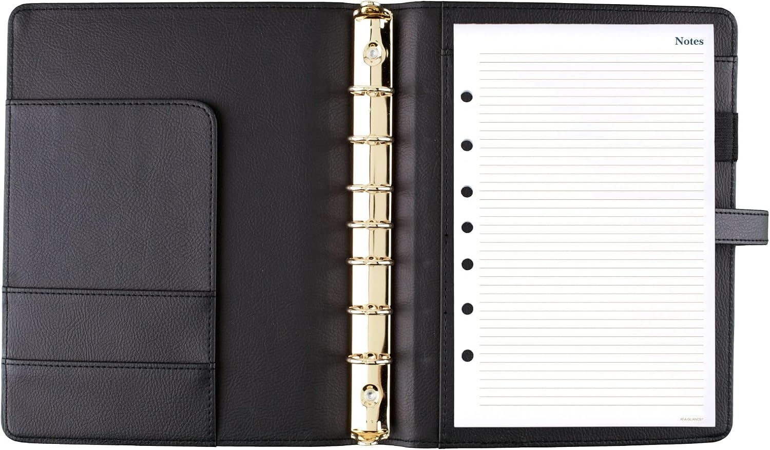 AT-A-GLANCE Faux Leather Undated Starter Set, 7-Ring, 5-1/2" x 8-1/2", Desk Size, Fashion, Black (DR1118-040-05)