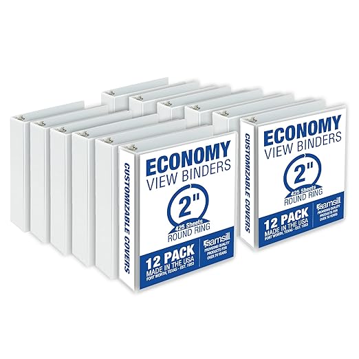 Samsill 2 Inch 3 Ring Binders, Made in USA, Economy Round Ring, 425 Sheet by Samsill