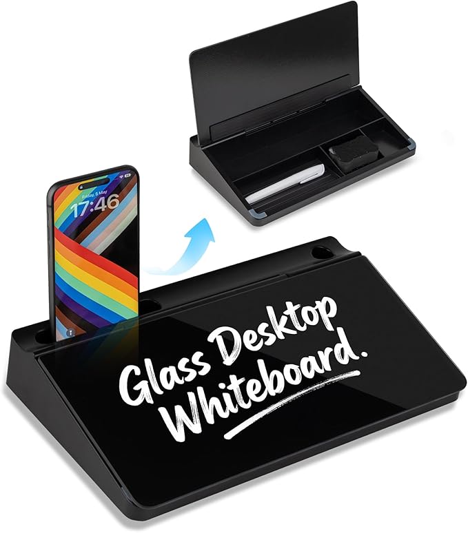 Small Glass Desktop Whiteboard 11.8×7”, Dry Erase Note Memo Board, Desk by Unknown