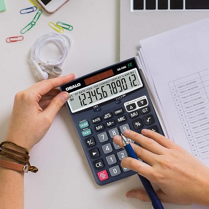 OSALO 12 Digits Desktop Calculator Extra Large LCD Display - Image 7