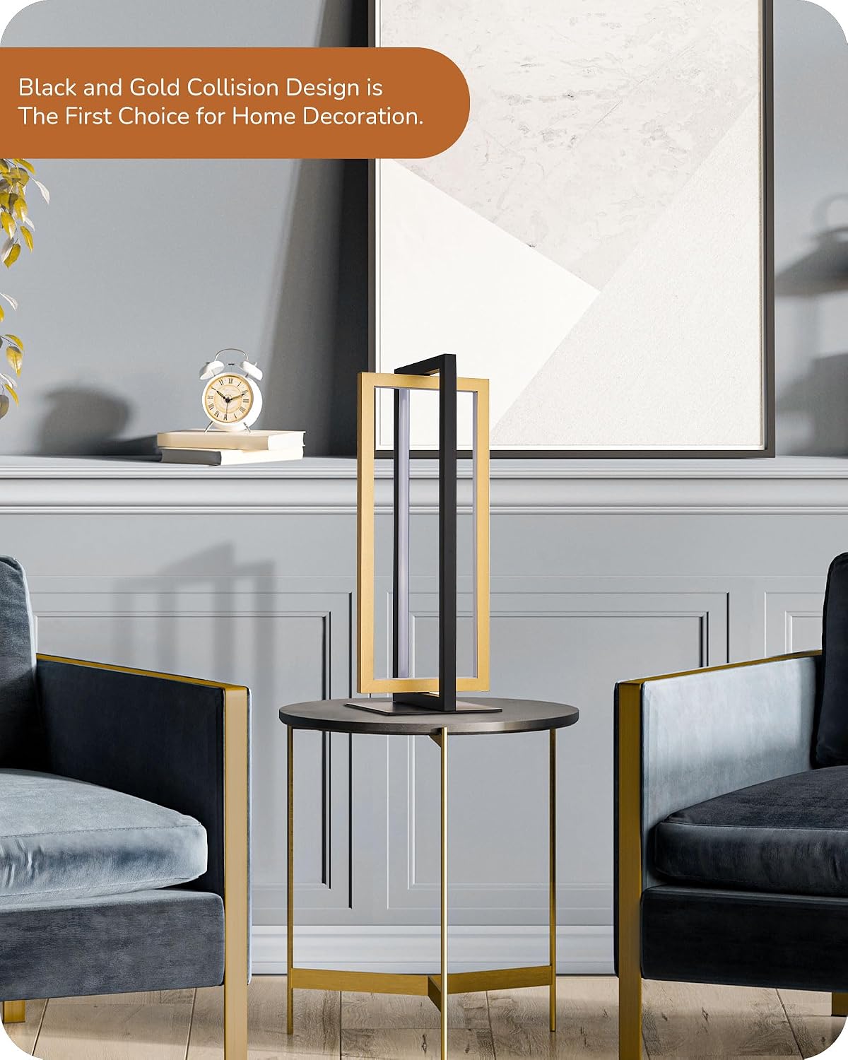EDISHINE LED Table Lamp Set of 2, Modern Dimmable Nightstand Lamps, Gold