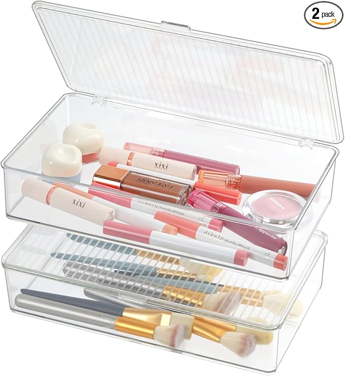 ZEXALOR Pack of 2 Clear Storage Bins by ZEXALOR
