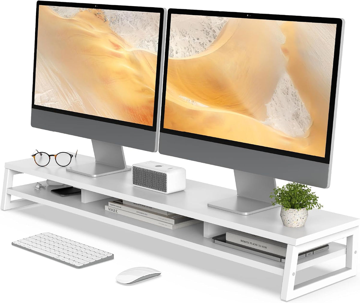Fenge Dual Monitor Stand for Desk, 42.5in Large Monitor Riser for 2 Monitors
