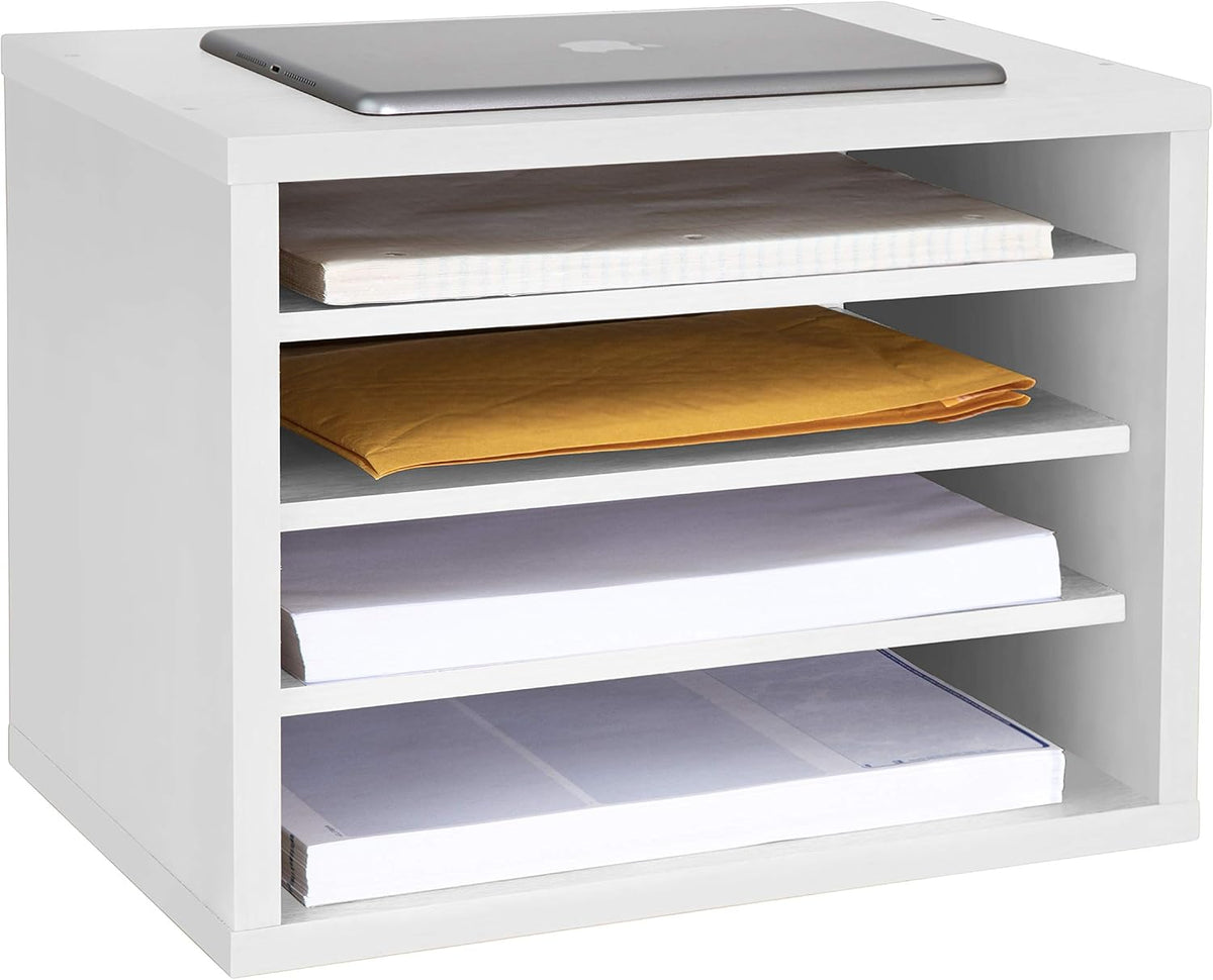 AdirOffice Shelf Desk Organizer, Wood 4-Tiered Stackable Shelves File Mail Or...