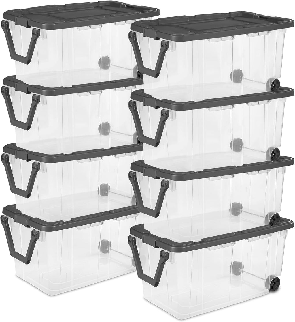Sterilite 8-Pack Modular Stacker Box, Durable Clear Plastic Storage Bins