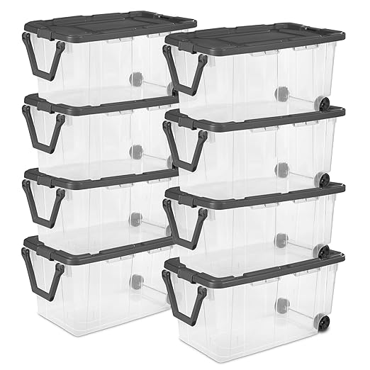 Sterilite 8-Pack Modular Stacker Box, Durable Clear Plastic Storage Bins by Sterilite