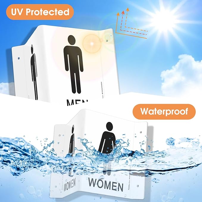 Faittoo Restroom Sign, Bathroom Signs, 2 Pack 6 x 8 Inches Acrylic Sign - Image 4