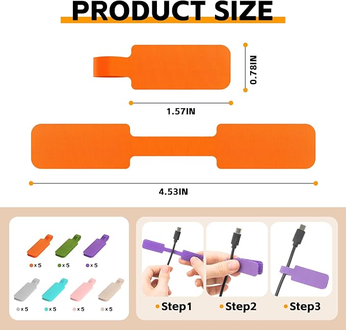 35 Pcs Multicolored Color-Coded Nylon Cable & Cord Labels - Image 2