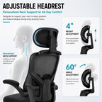 Ergonomic Office Chair, High Back Mesh Computer Chair with Molded Foam Cushion, Adjustable Headrest, Lumbar Support, Tilt Lock and Coat Hanger for Home Office