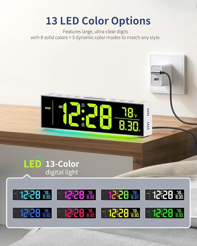 Digital Clock, Alarm Clock for Bedroom, Digital Wall Clocks for Classroom - Image 2