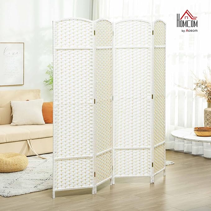 HOMCOM Room Divider, 4 Panel Folding Privacy Screen, 5.6' Tall Freestanding - Image 2