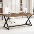 47 Inch Computer Desk, Home Office Desk for Writing Study Rustic Oak | Industrial Wood Metal Executive Work Study Desk, Modern Simple PC Gaming Computer Table for Study Workstation