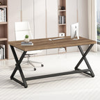 47 Inch Computer Desk, Home Office Desk for Writing Study Rustic Oak | Industrial Wood Metal Executive Work Study Desk, Modern Simple PC Gaming Computer Table for Study Workstation
