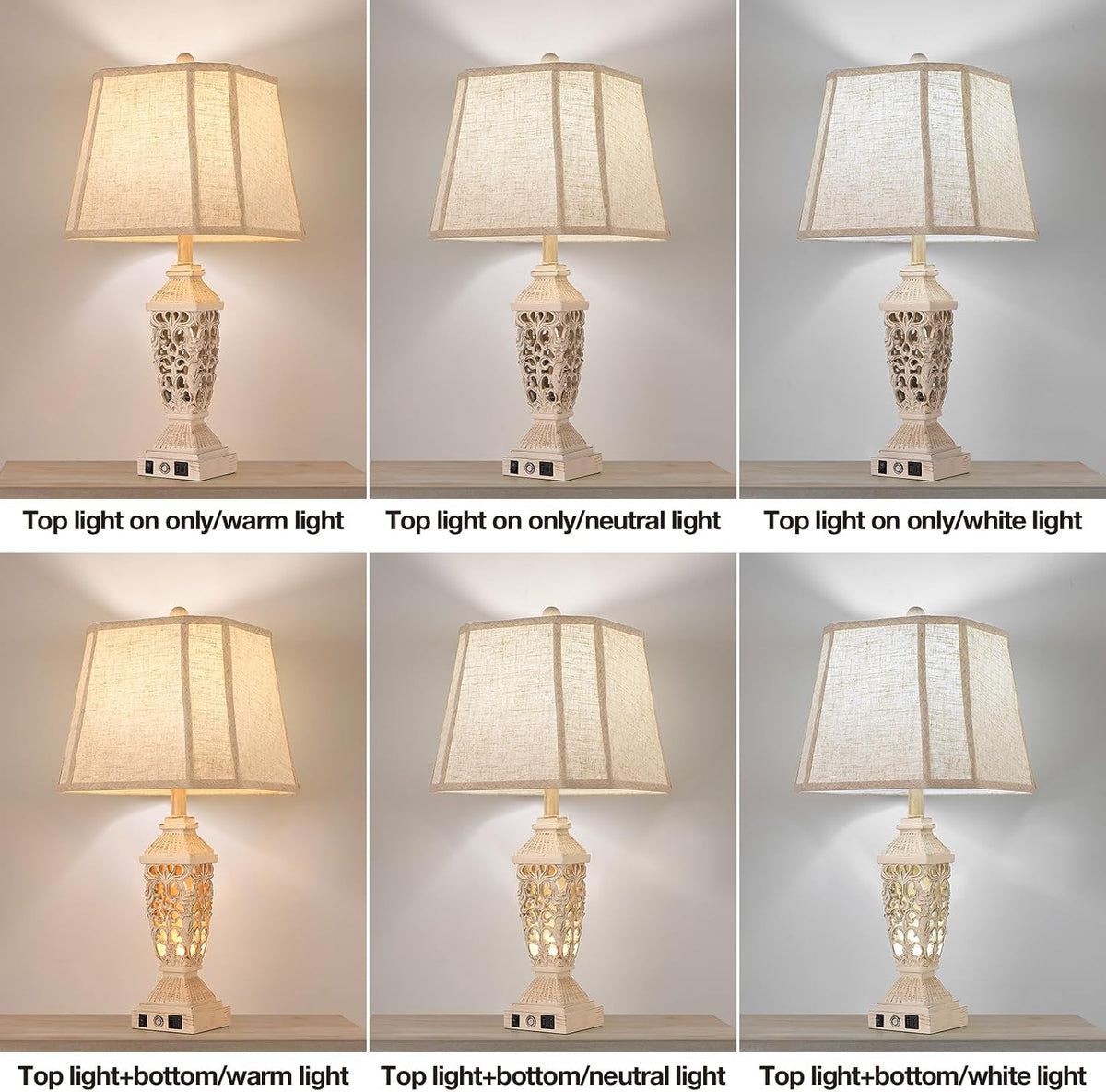AIDENOEY 27.5" Touch Control Traditional Table Lamp Set of 2 with USB A+C