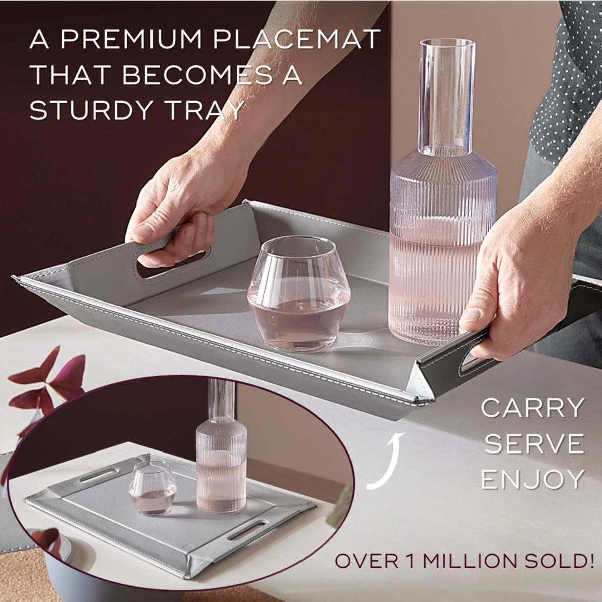 2-in-1 Serving Tray & Placemat | Faux Leather & Reversible