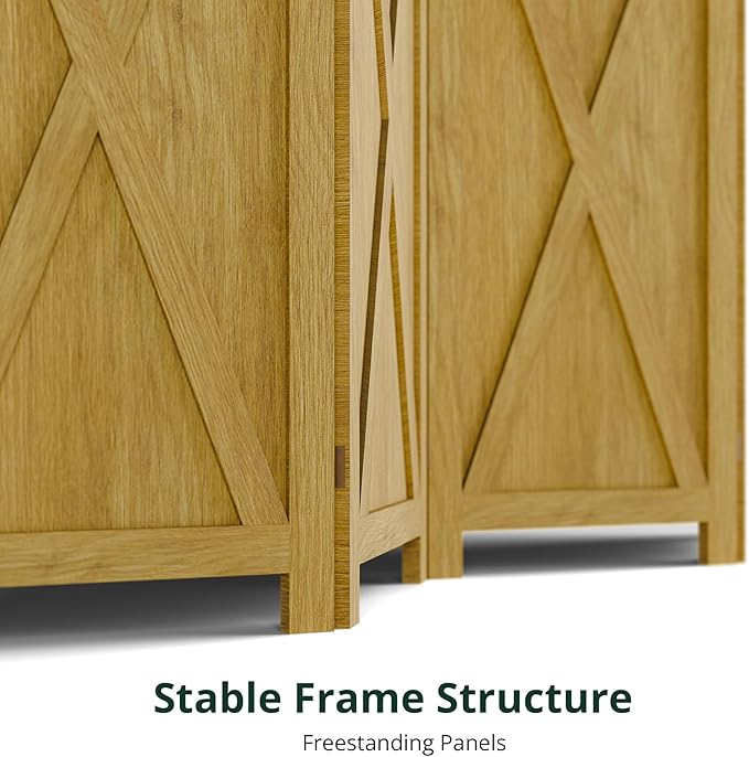 Cozy Castle Wood Room Divider, 6 Panels Folding Privacy Screen, 66.9'' Wall - Image 7
